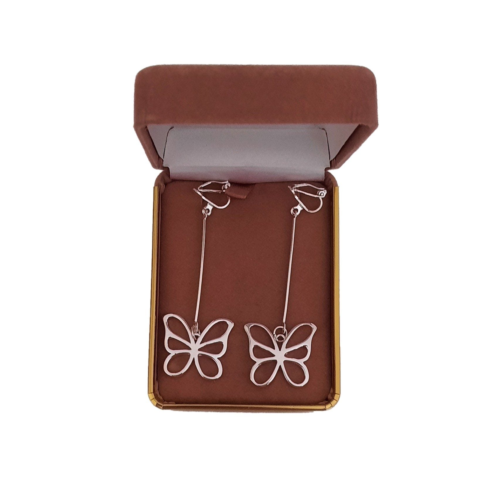 Silver Butterfly Clip On Earrings(2)