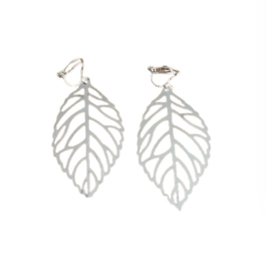Silver Leaf Clip On Earrings