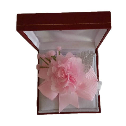 Silver Leaf Pink Flower Wrist Corsage