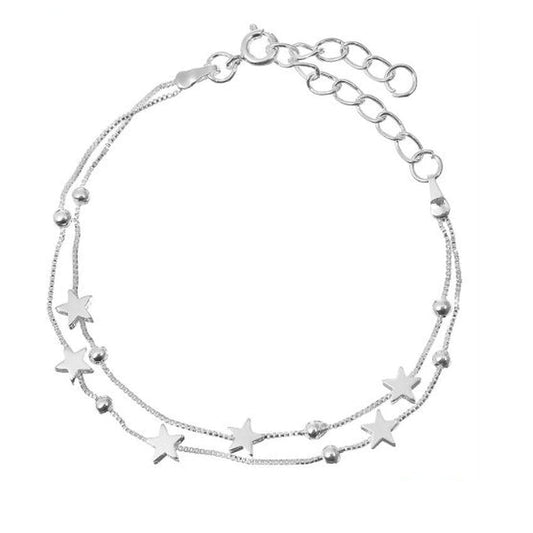 Silver Open Star Link Bracelet