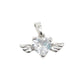 Silver Plated Cubic Zirconia Heart With Angel Wings Pendant