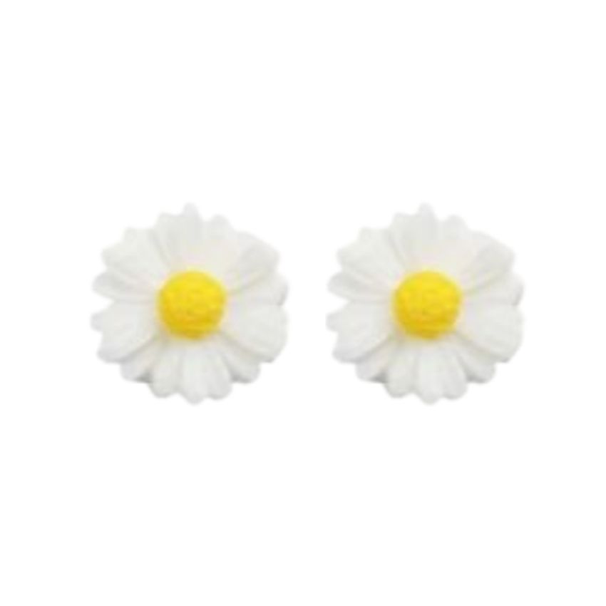 Silver Plated Kids White Daisy Earrings
