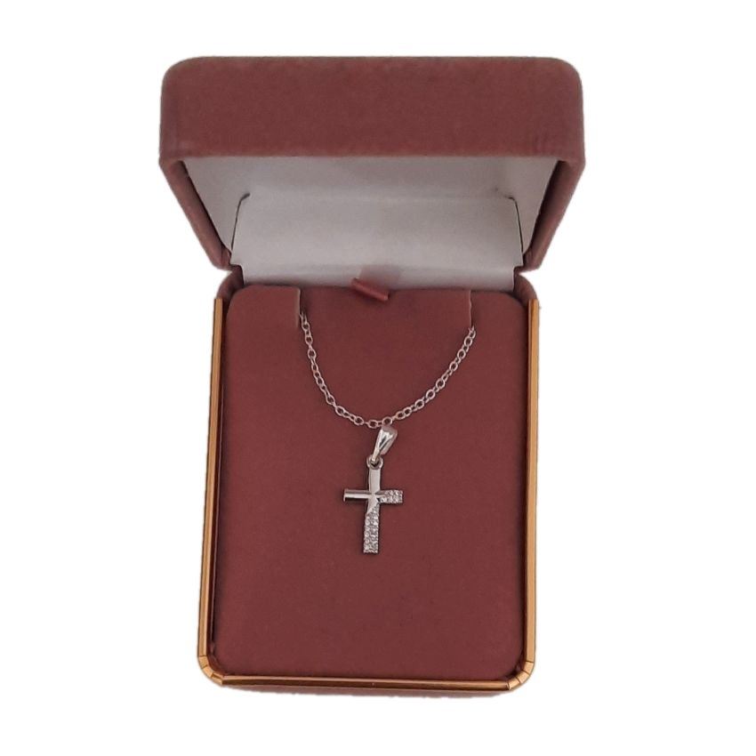 Silver Plated Stone Set Cross Necklace(2)