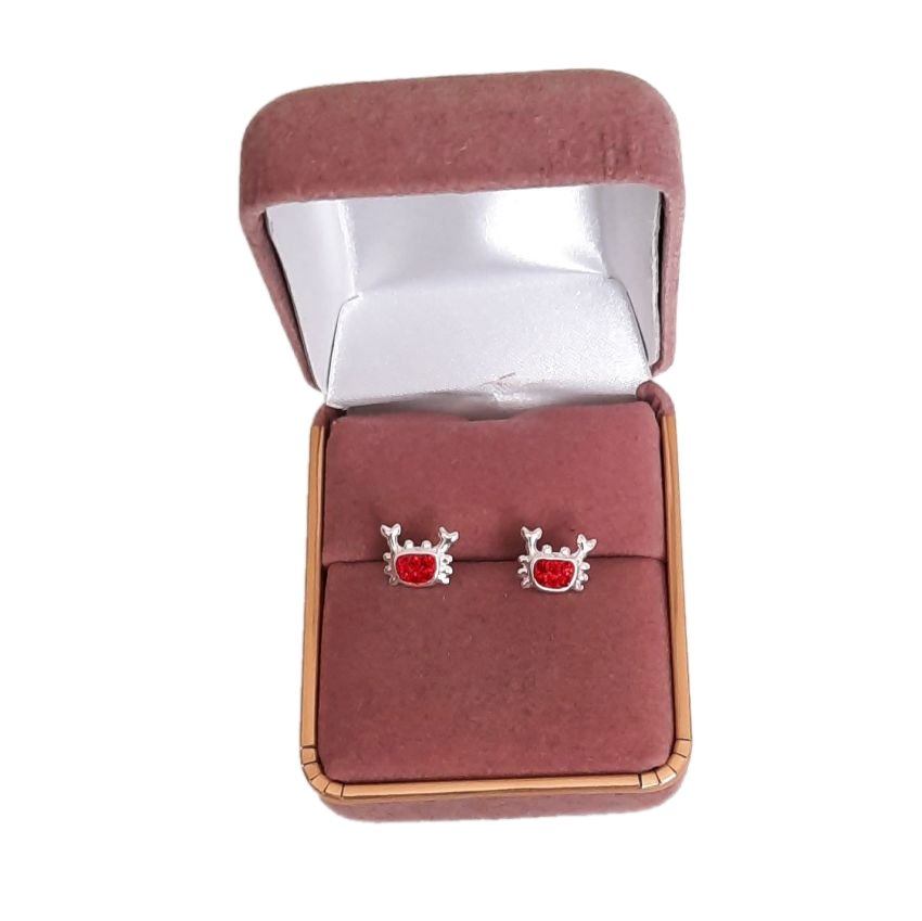 Silver Red Crab Girls Earrings(2)