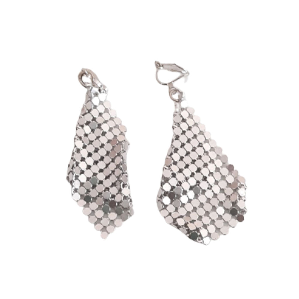 Silver Shimmer Clip On Earrings