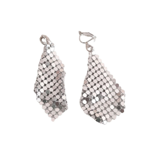 Silver Shimmer Clip On Earrings