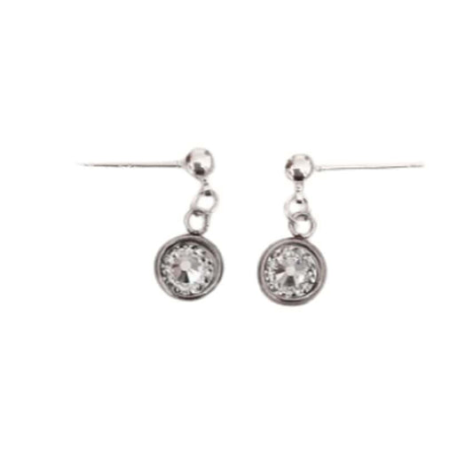 Silver Stem Glitter Drop Earrings-