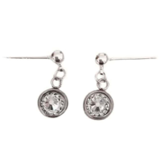 Silver Stem Glitter Drop Earrings