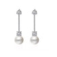 Silver Stem Pearl Earrings With Cubic Zirconia Stones