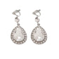 Silver Two Stone Drop Clip On Earrings