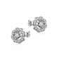 Silver Cubic Zirconia Open Flower Petals Earrings