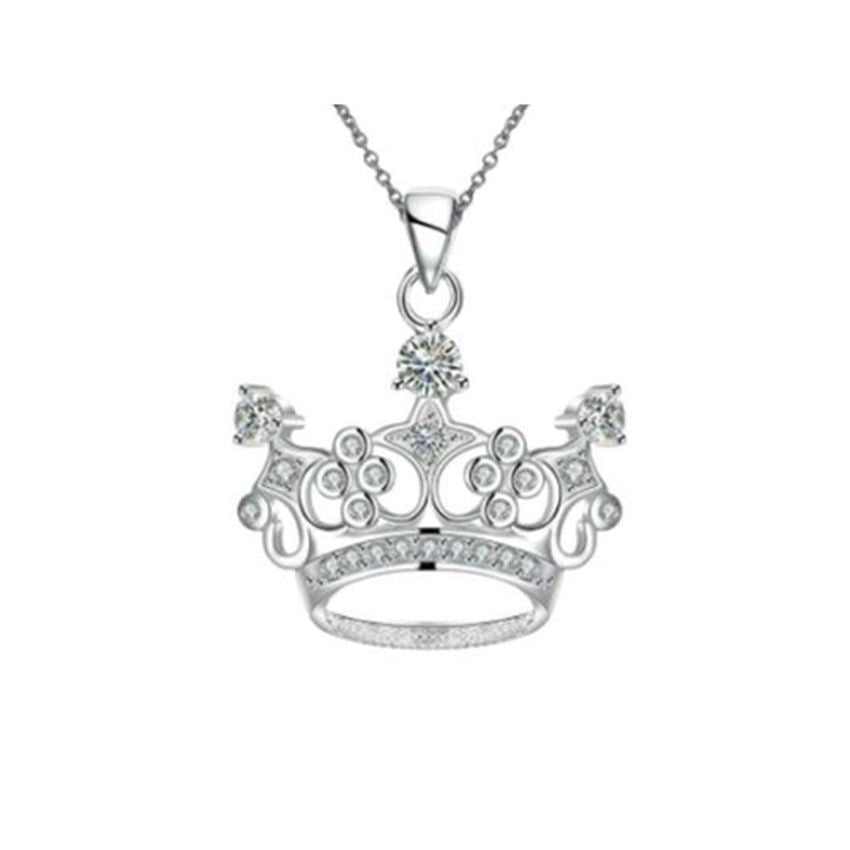 Silver Large Crown Pendant With Cubic Zirconia Stones