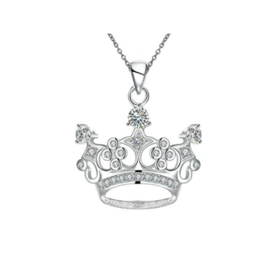 Silver Large Crown Pendant With Cubic Zirconia Stones