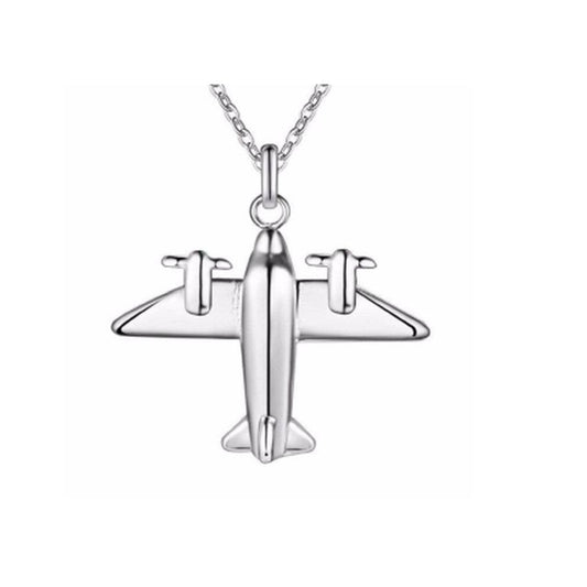 Silver Plane With Propellers Pendant on a Sterling Silver Chain