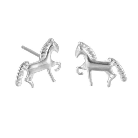 Silver Trotting Horse Earrings