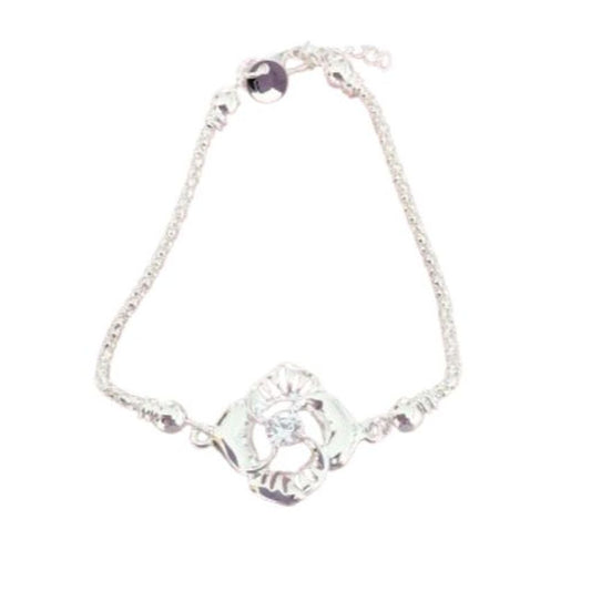 Silver Bracelet with A Flower Centre