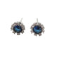 Silver Cluster Earrings With a Blue Centre Stone And CZ