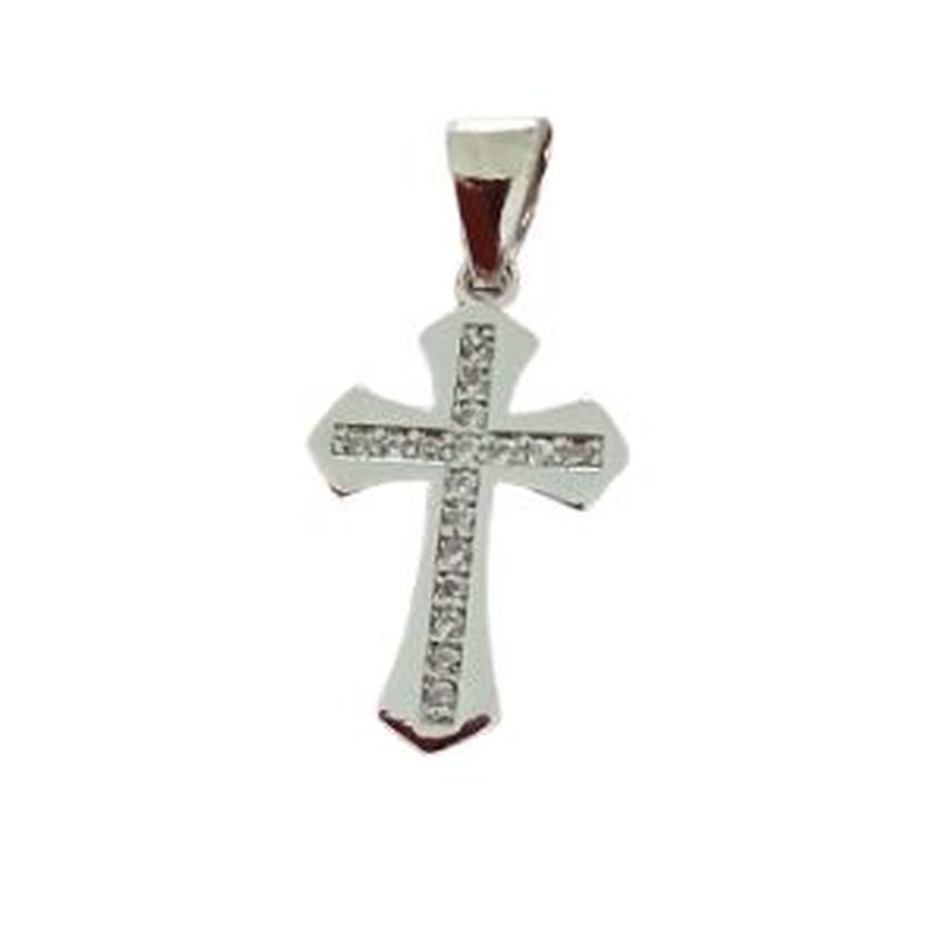 Silver Cross With a Cubic Zirconia Cross Centre Pendant