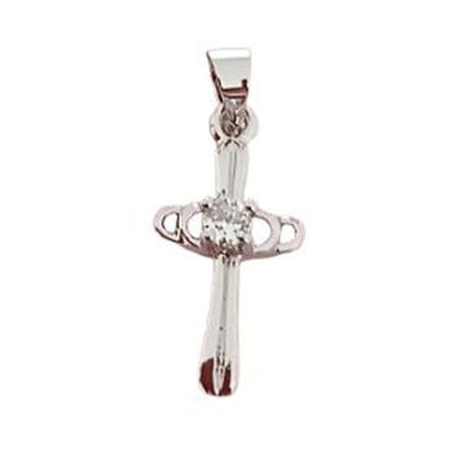 Silver Fashion Cross Pendant With A Centre Stone