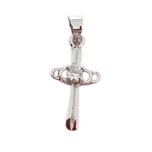 Silver Fashion Cross Pendant With A Centre Stone