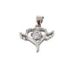 Silver Heart With CZ Stone And Angel Wings Pendant