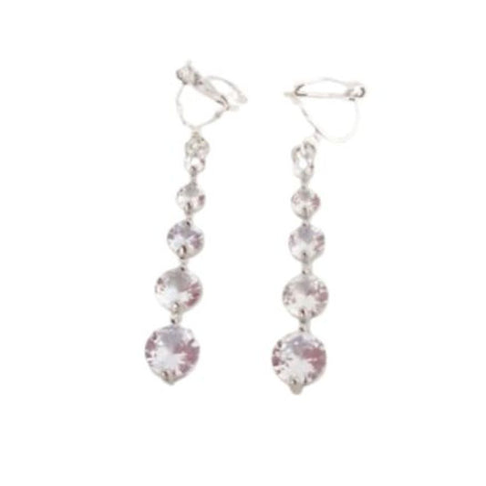 Silver Multi Stone Drop Clip On Earrings