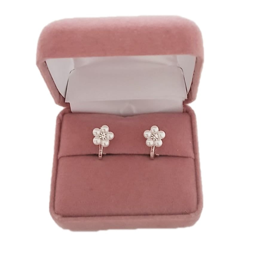 Silver Pearl Bead Communion Clip On Earrings(2)