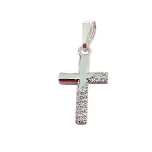Silver Plated Stone Set Cross Necklace