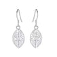 Silver Small Leaf Dangly Earrings