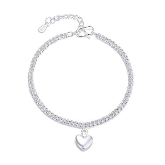 Single Heart Charm Silver Bracelet