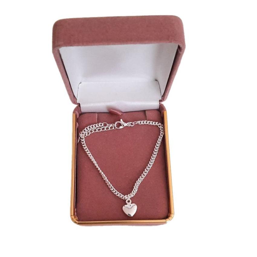 Single Heart Charm Silver Bracelet(2)