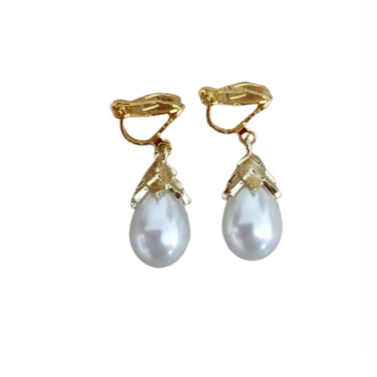 Single Pearl Clip On Earrings