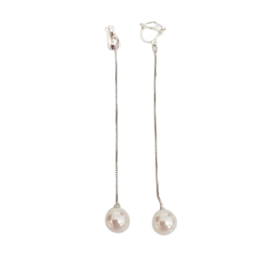 Single Pearl Drop Clip On Earrings