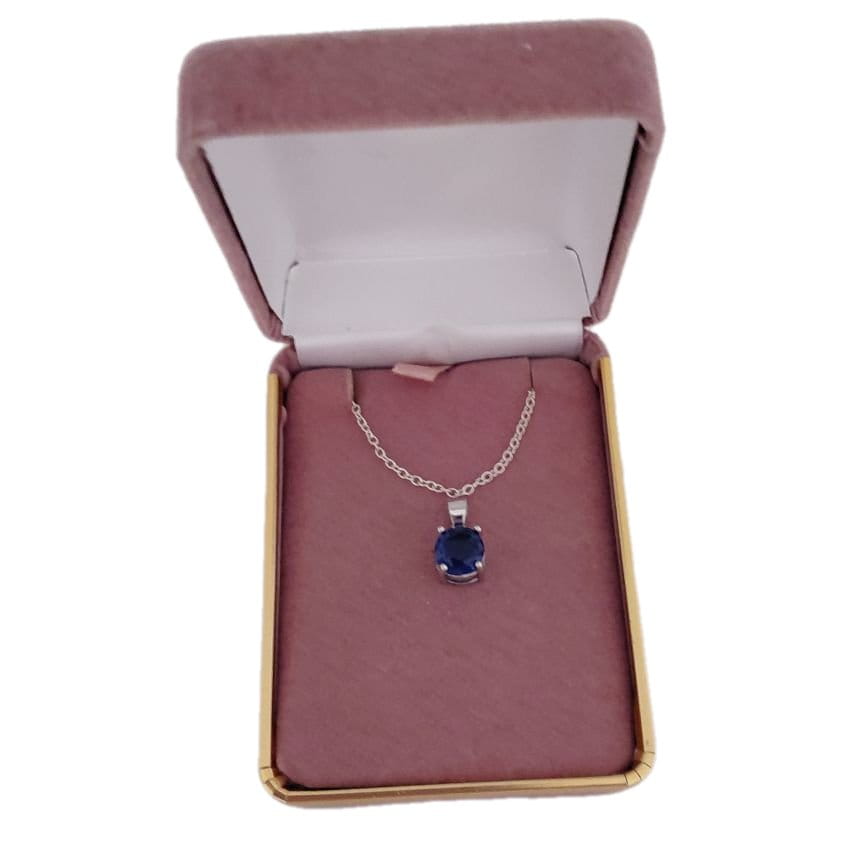 Single Stone Blue Solitaire Cubic Zirconia Pendant(2)