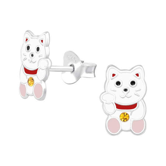 Sitting Cat Sterling Silver Stud Earrings