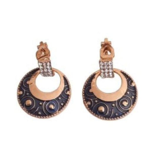 Slate Purple Enamel Circle Drop Clip On Earrings