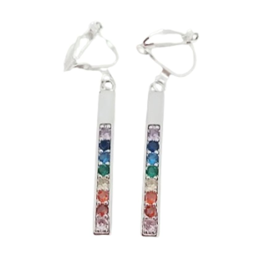 Slim Multi Colour Clip On Earrings