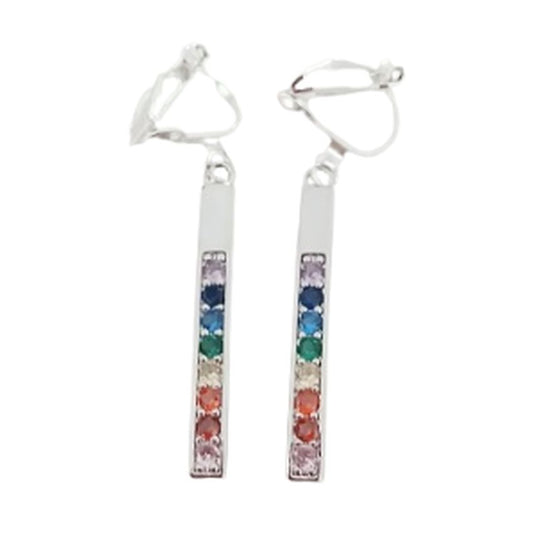 Slim Multi Colour Clip On Earrings