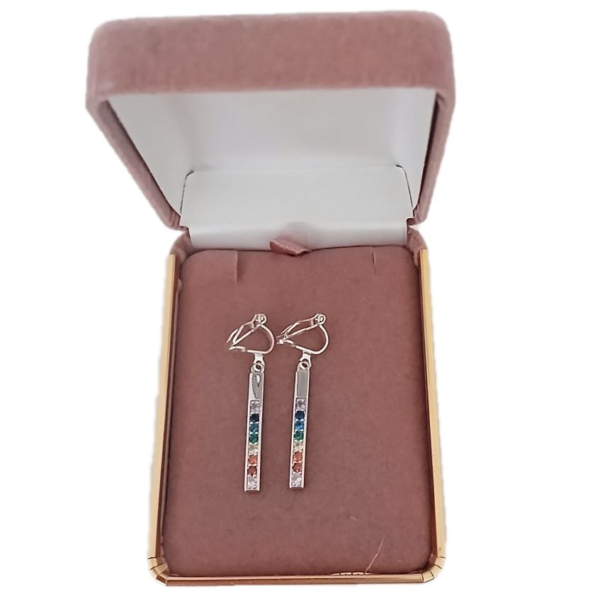 Slim Multi Colour Clip On Earrings()