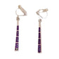 Slim Purple Bar Drop Clip On Earrings
