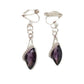 Slim Purple Stone Diamante Clip On Earrings