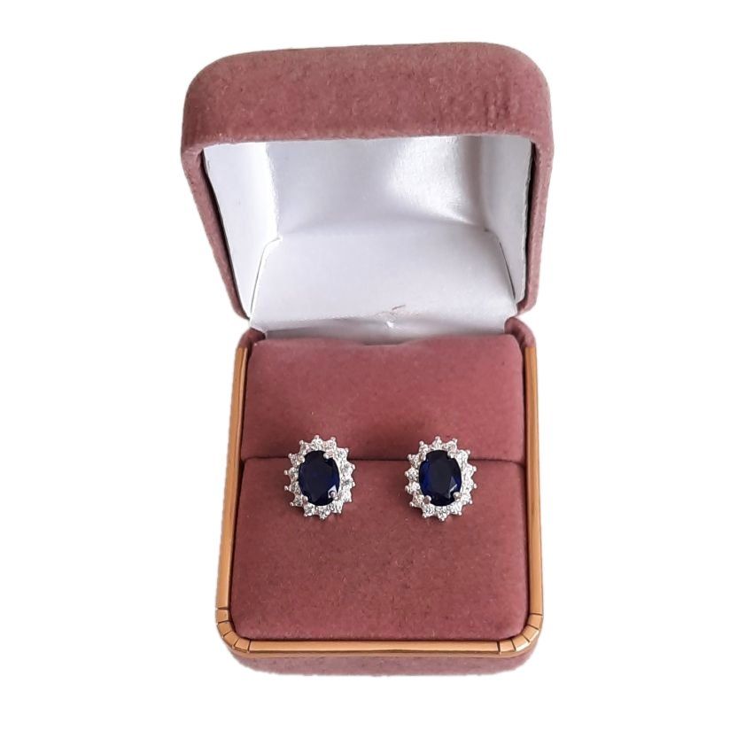 Small Blue Cubic Zirconia Silver Earrings(2)