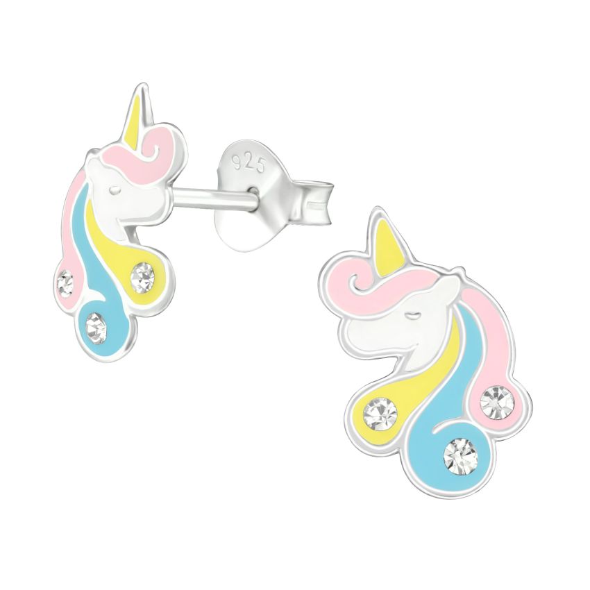 Small Childs Sterling Silver Unicorn Earrings