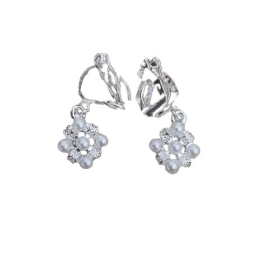 Small Crystal And Pearl Clip On Earrings