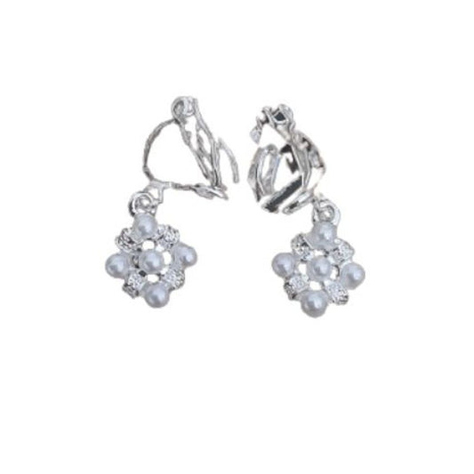 Small Crystal And Pearl Clip On Earrings