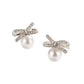 Small Diamante And Pearl Clip On Earrings