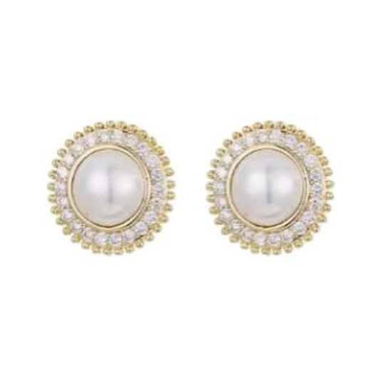 Small Diamante And Pearl Clip On Earrings