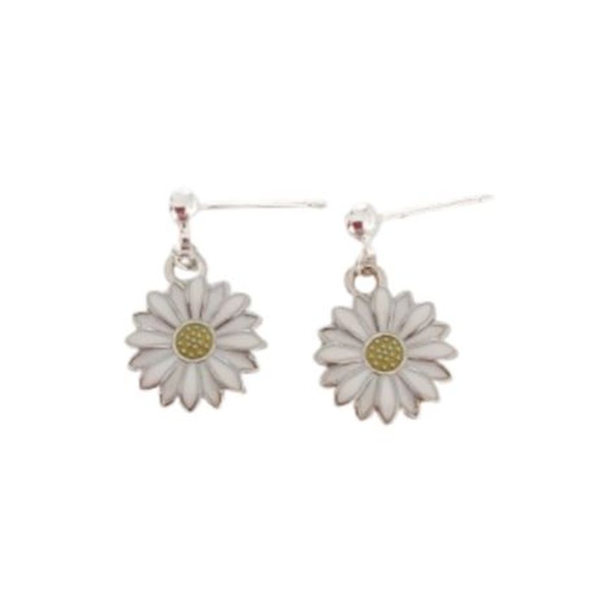 Small Drop Flower Sterling Silver Earrings