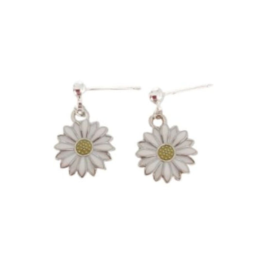 Small Drop Flower Sterling Silver Earrings