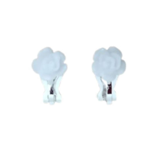 Small Flower Communion Clip On Earrings